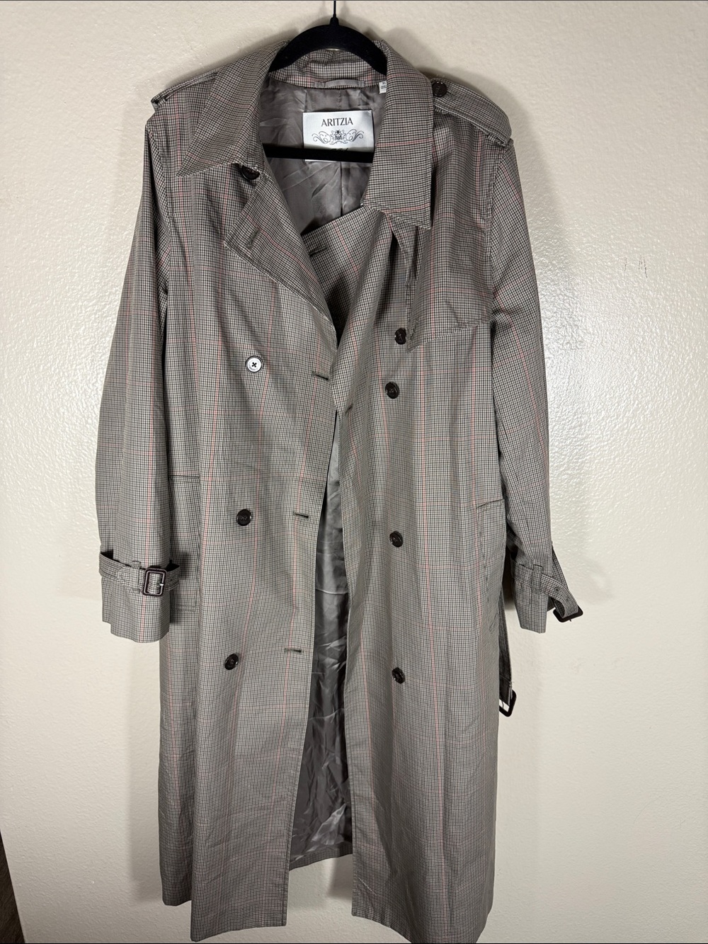 Aritzia The Finch Trench Coat City Twill Plaid - Picture 13 of 13